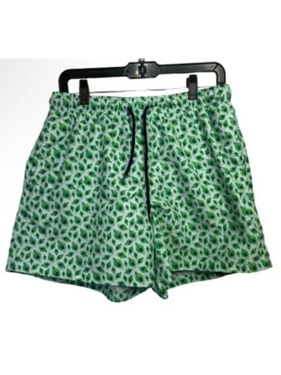 Happy Hour Other - Happy Hour 3.5" Board Swim Shorts Trunks Sz L Peacock Feathers Drawstring Pocket
